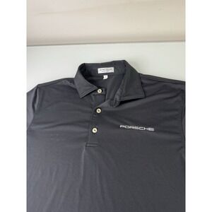 Mens Peter Millar Summer Comfort Polo Shirt Black Porsche Embroidered Size Small